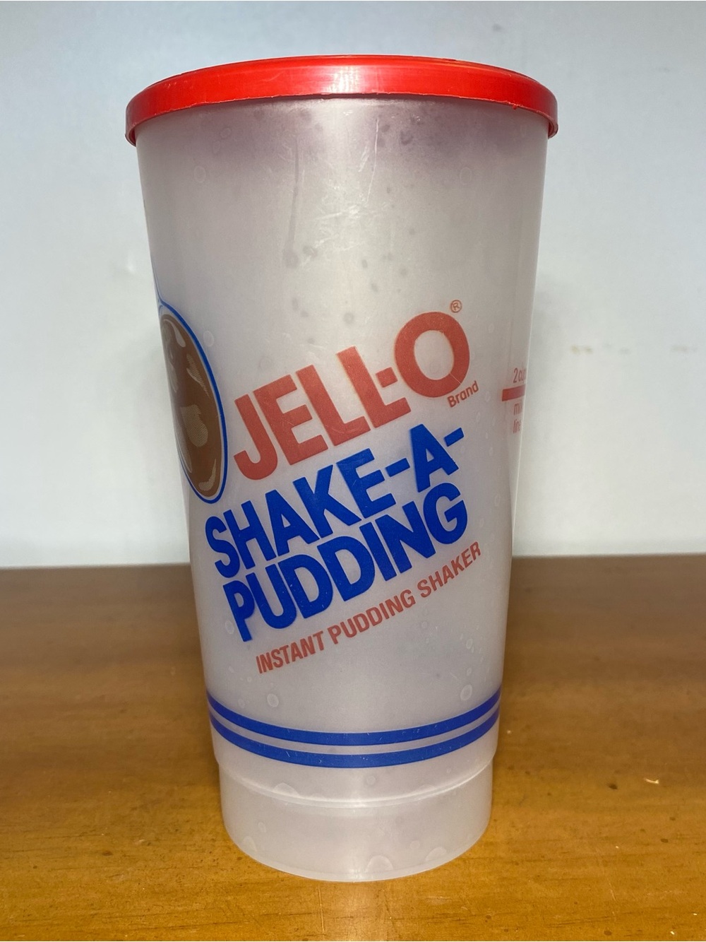 Vintage Jell-O Shake-A- Pudding Instant Pudding Plastic Shaker with Red Lid Used